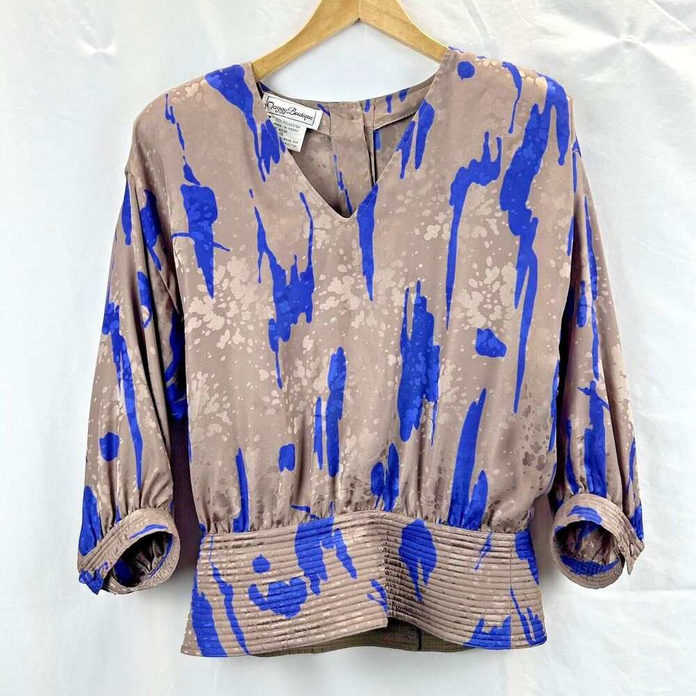 Vintage Maggy Boutique Women's Size 12 Blouse Top 3/4 Sleeve Korea Flare Hem